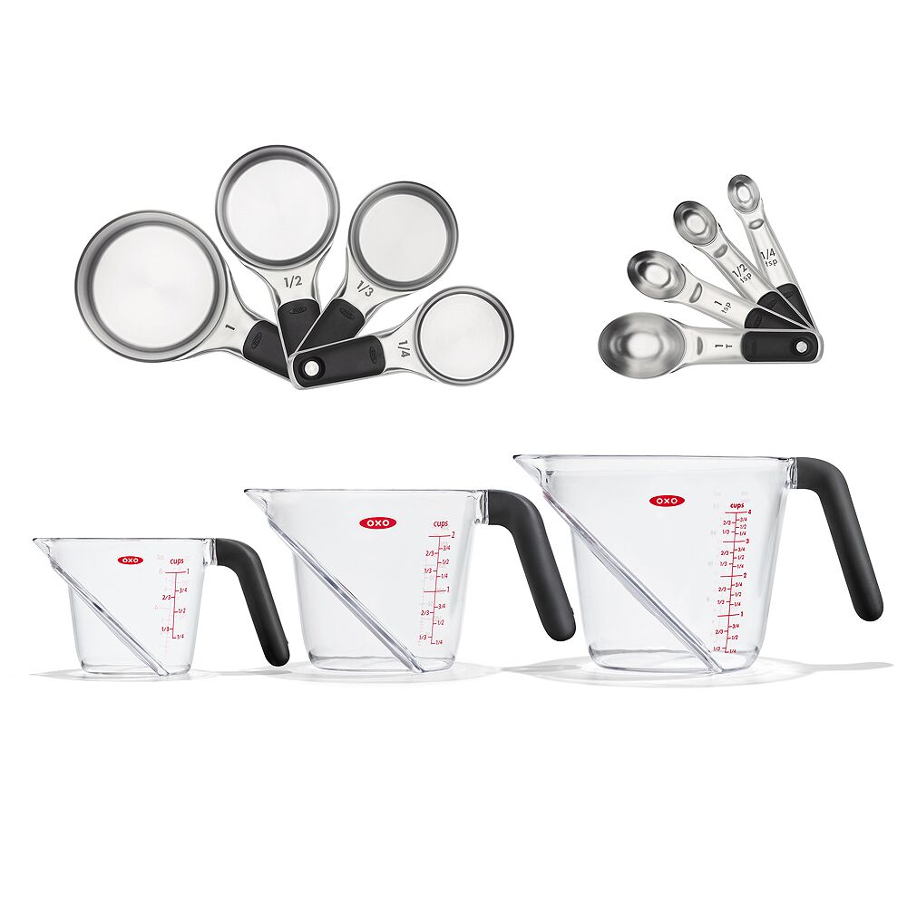 3 Piece Angled Measuring Cup Set & Stainless Steel Measuring Cups and Spoons Set Bundle S1