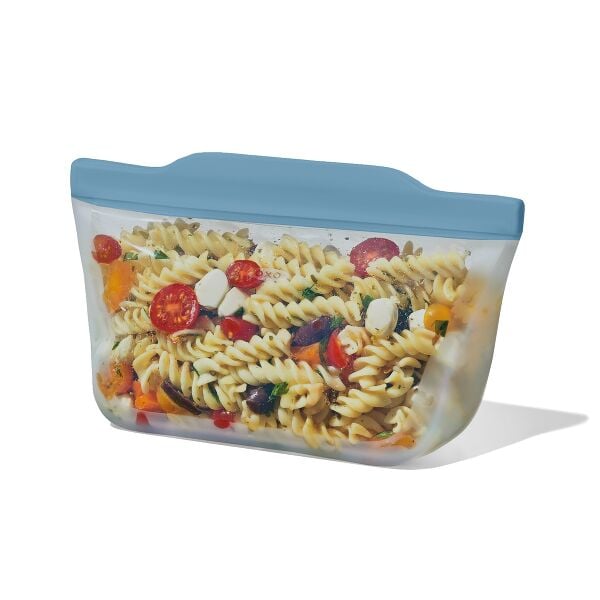 Silicone Reusable Bag Stand-Up Quart (32 oz) - Ocean Blue T5