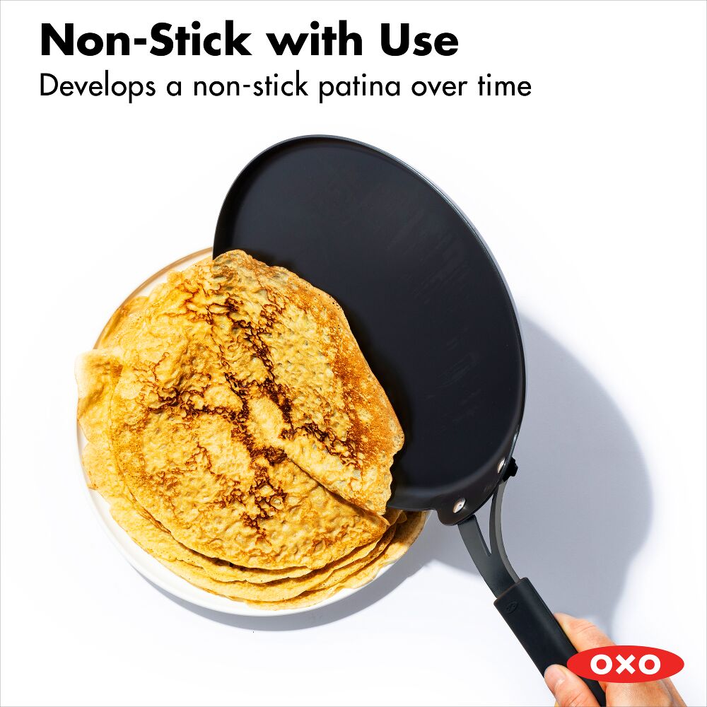 Obsidian Carbon Steel 10-Inch Crêpe Pan with Silicone Sleeve S1