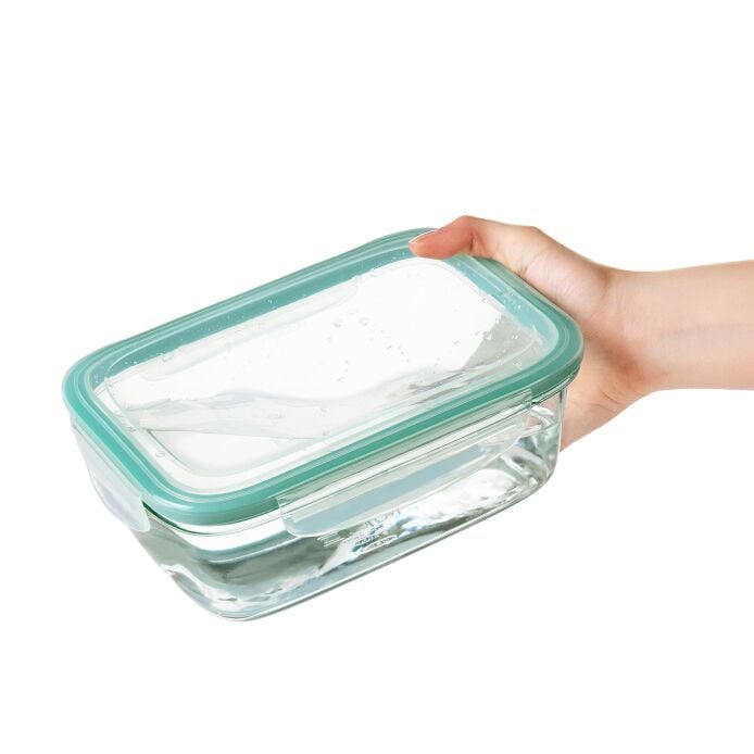 Smart Seal 8 Cup Glass Rectangle Container - Teal A1