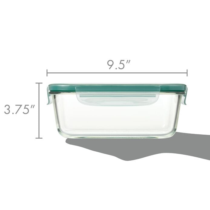 Smart Seal 8 Cup Glass Rectangle Container - Teal A1