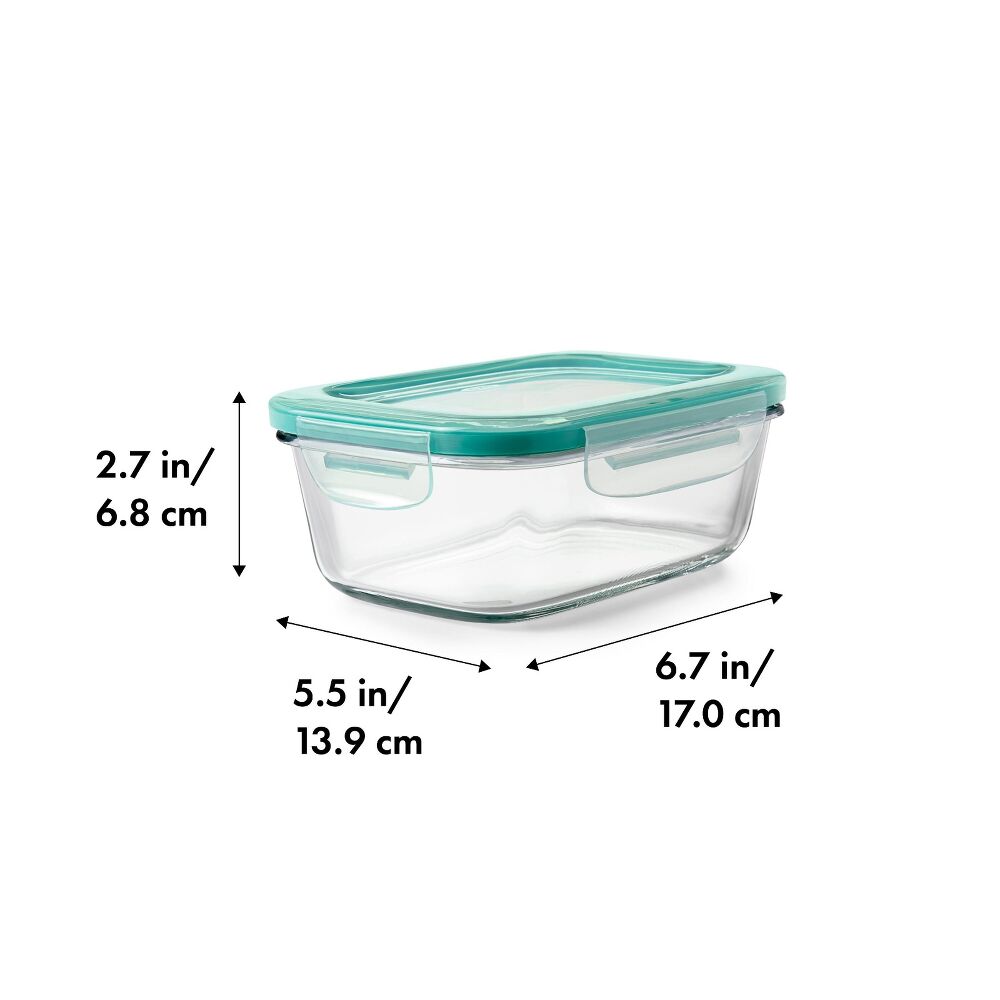 Smart Seal 3.5 Cup Glass Rectangle Container - Teal A5
