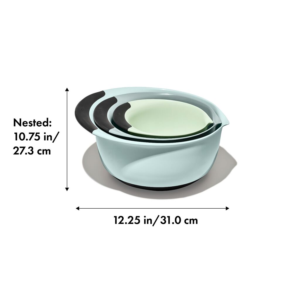 3 Piece Mixing Bowl Set - Cadet Blue, Tower Grey, Jade Q6
