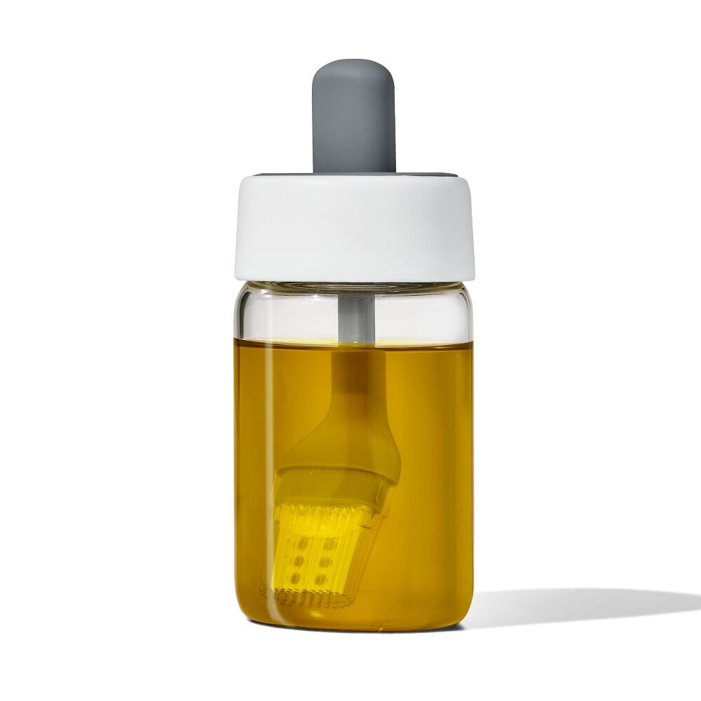 Glass Oil Bottle and Silicone Brush Set R6