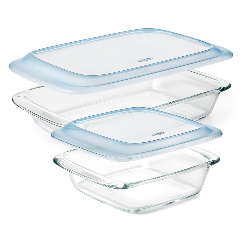 Glass Baking Dish with Lid (2.0 Qt) and Glass Baking Dish with Lid (3.0 Qt) Bundle R9