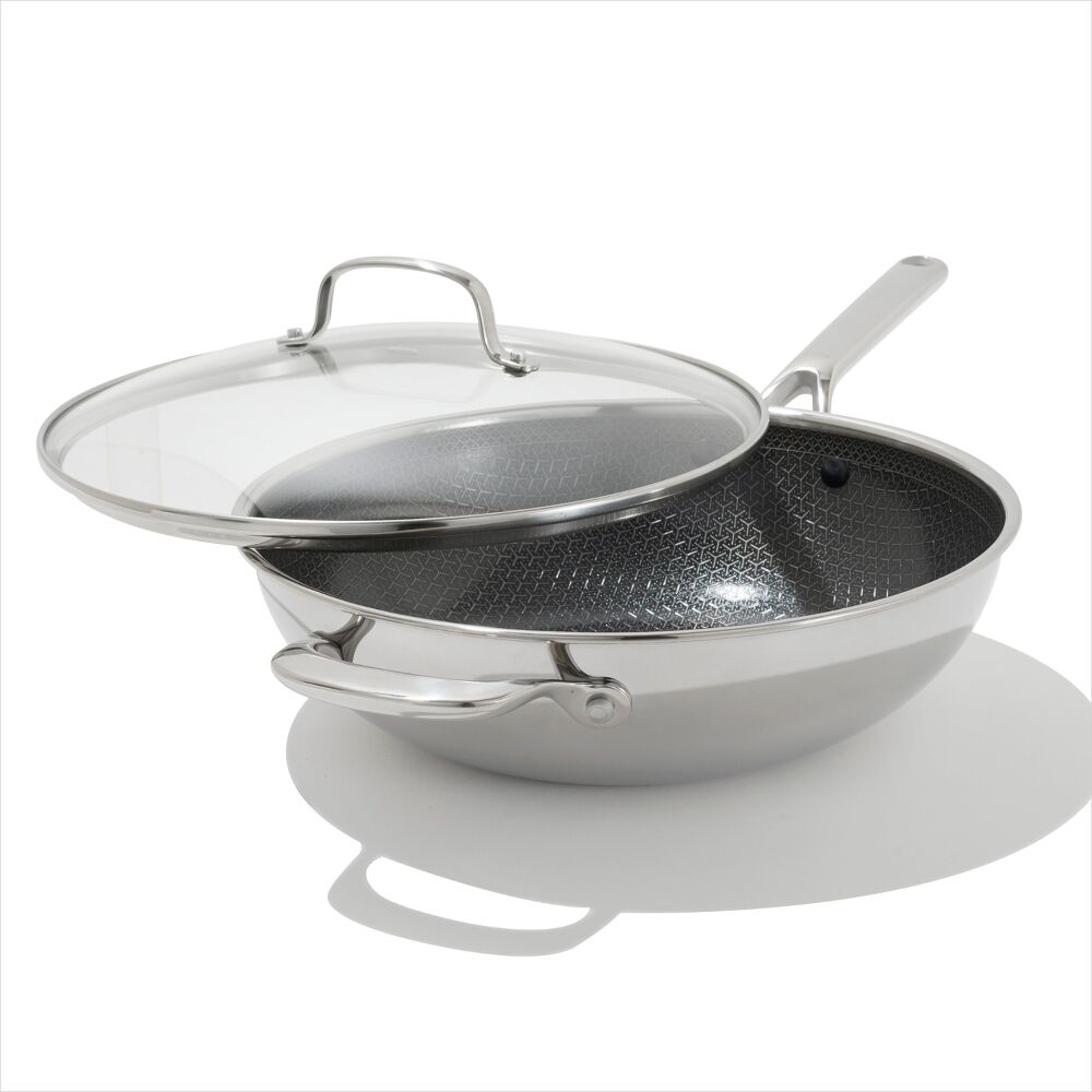 Trident Hybrid Non-Stick Stainless Steel 5 Qt Wok with Lid A7