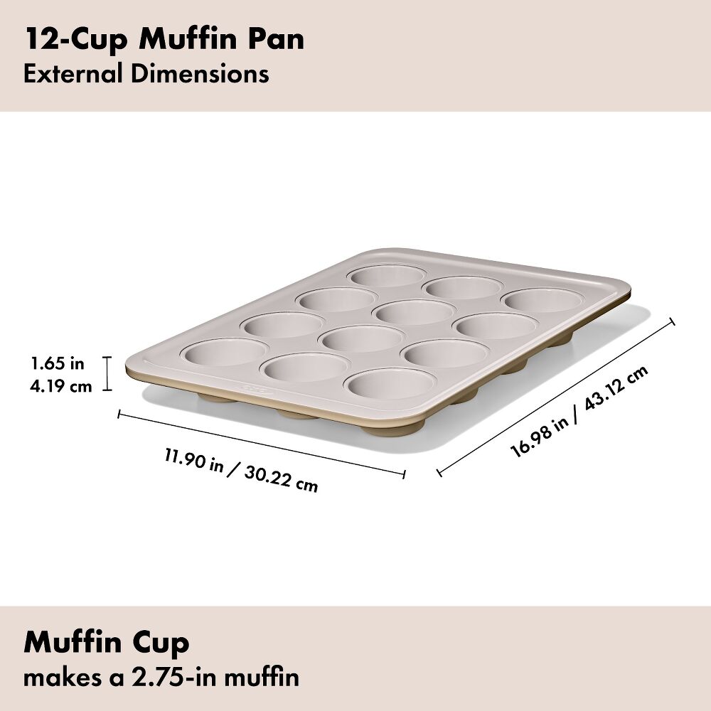 Non-Stick Pro Ceramic Coated Metal Bakeware 12 Cup Muffin Pan S5