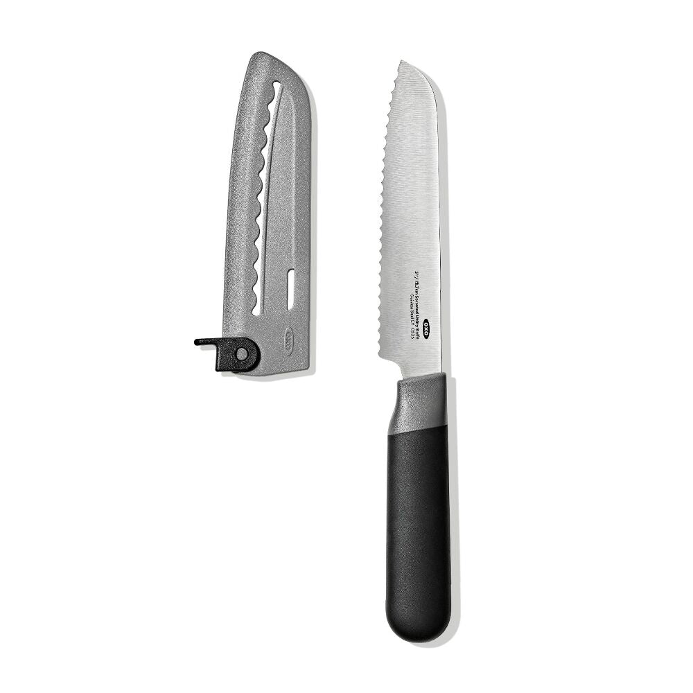 5 in Serrated Utility Knife with Locking Sheath A1