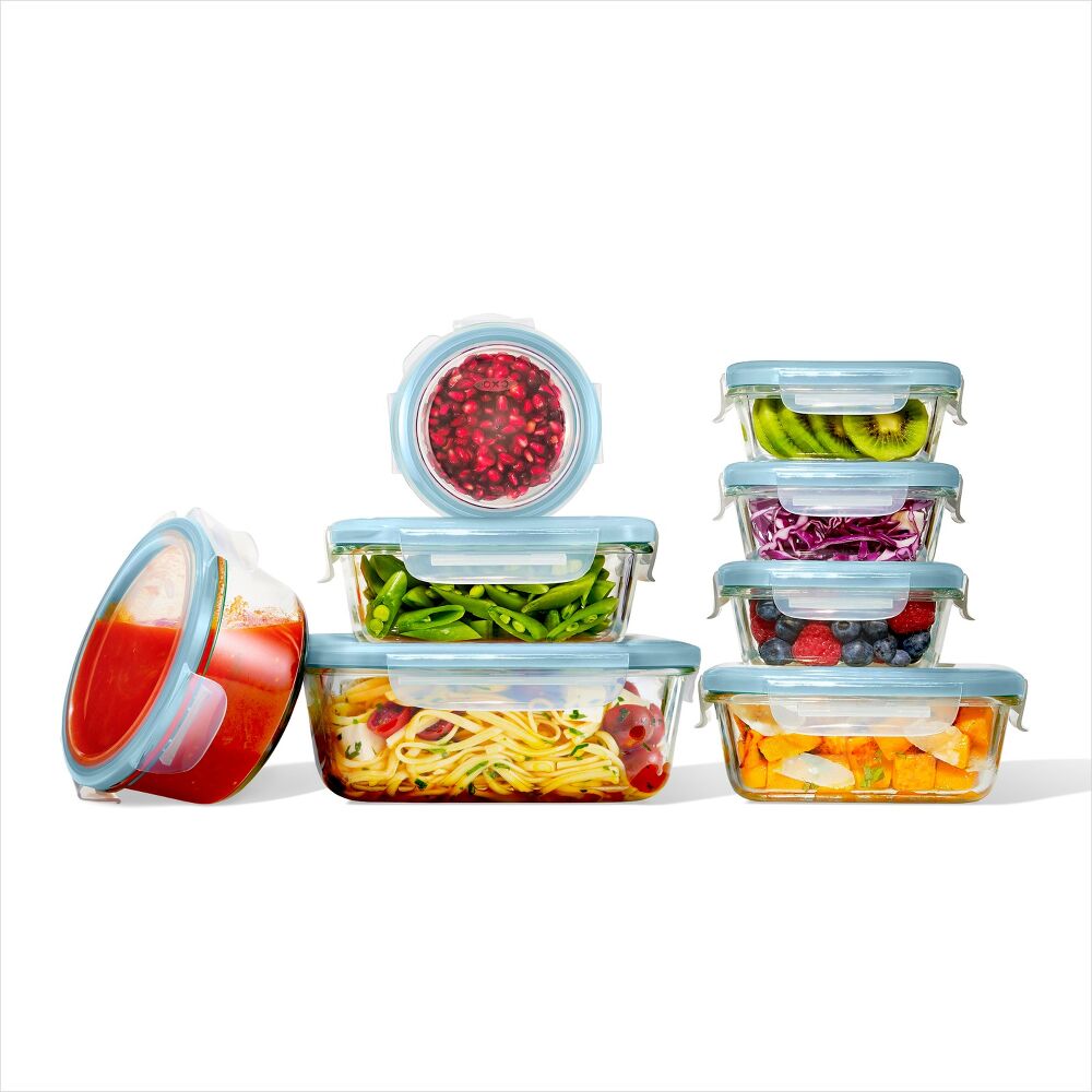 16-Piece Smart Seal Glass Everyday Container Set - Arctic Blue V8