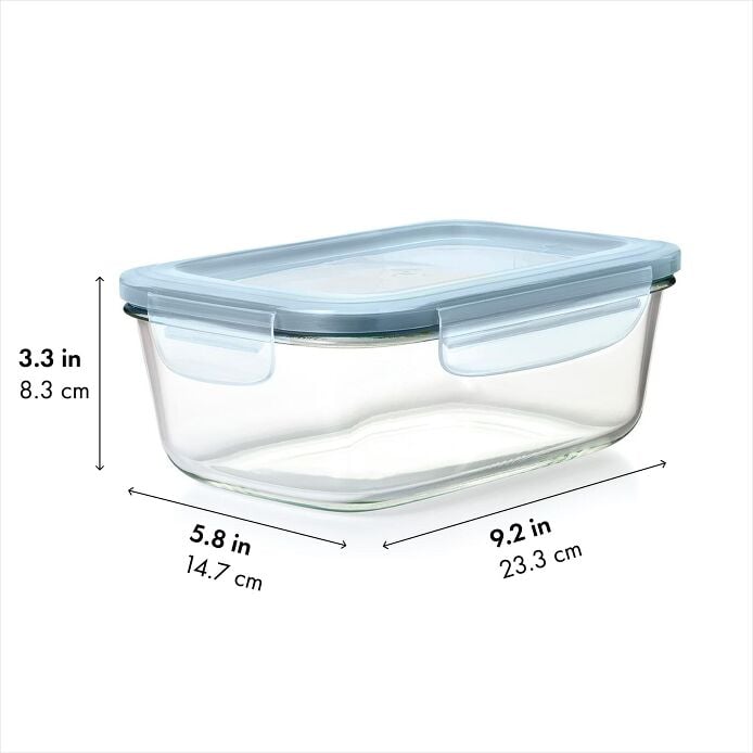 Smart Seal 8-Cup Glass Rectangle Container - Arctic Blue K7