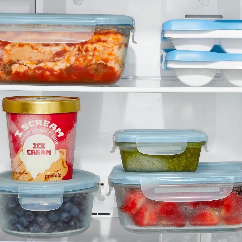 Smart Seal 7-Cup Glass Round Container - Arctic Blue Y0