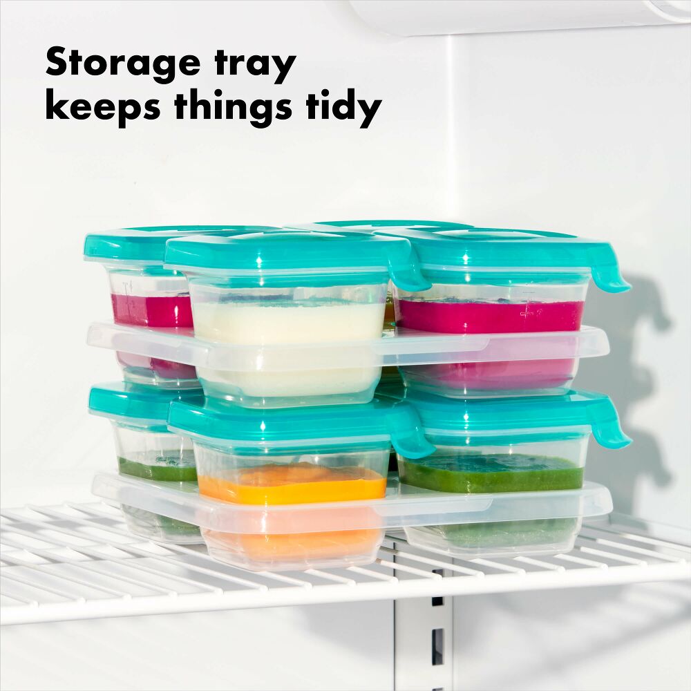 4 oz Baby Blocks™ Silicone Freezer Storage Containers - Tot Teal A8