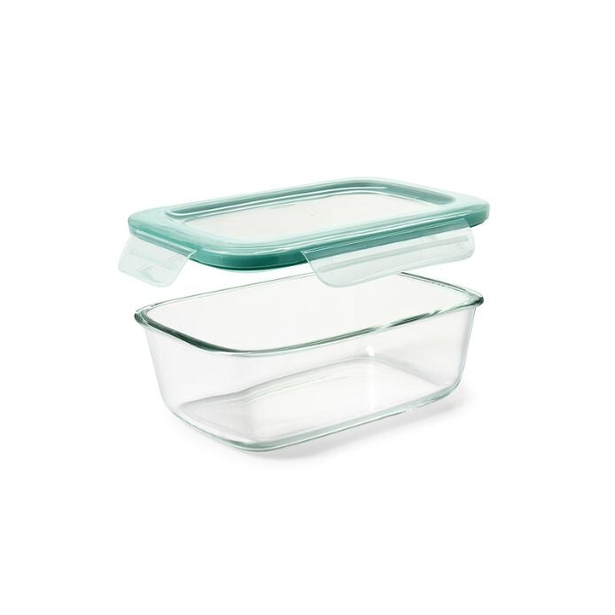 Smart Seal 8 Cup Glass Rectangle Container - Teal A1