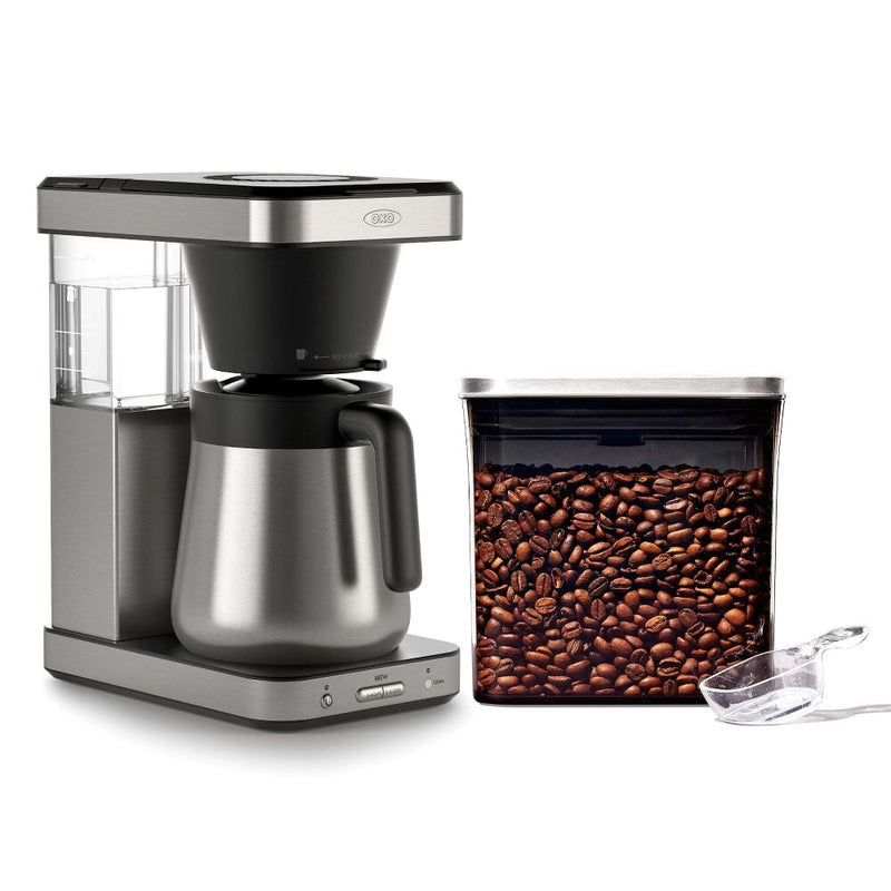 8-Cup Coffee Maker & Steel Coffee POP Container (1.7 Qt) with Scoop Bundle W6