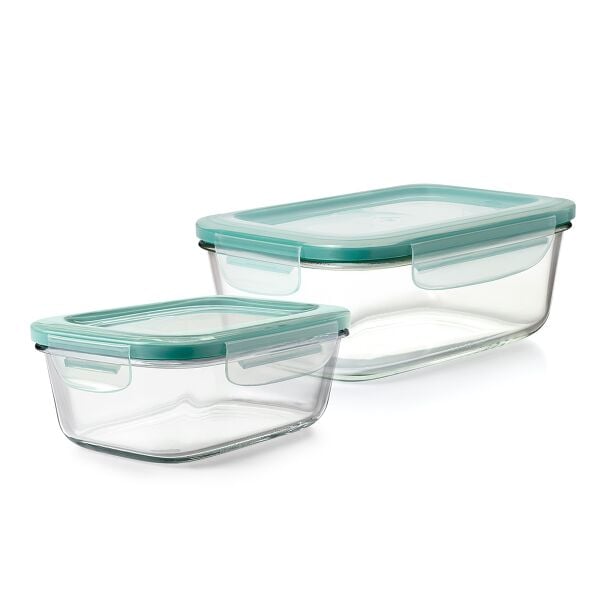 8 Cup Smart Seal Glass Rectangle Container & 3.5 Cup Smart Seal Glass Rectangle Container Bundle X3