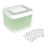 GreenSaver Produce Keeper (4.3 Qt) & GreenSaver Carbon Filter Refills - 4 Pack Bundle L9