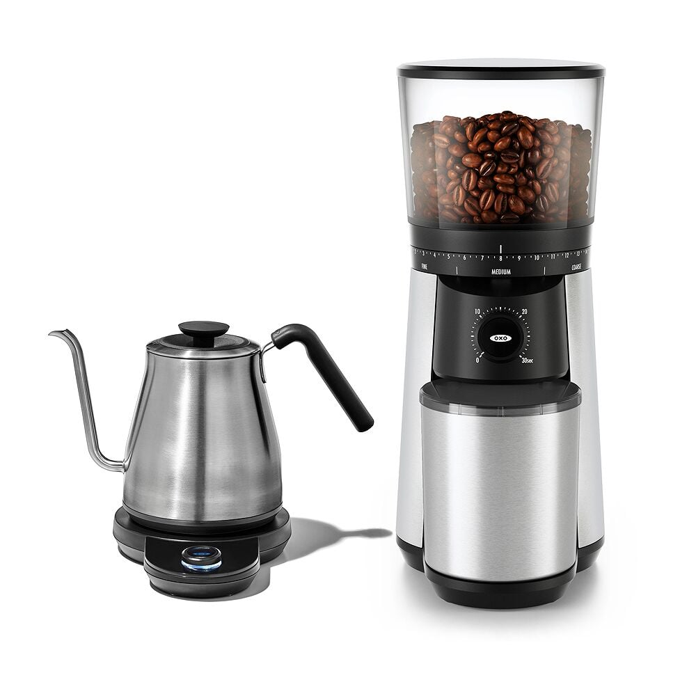 Adjustable Temperature Pour-Over Kettle & Conical Burr Coffee Grinder Bundle H7