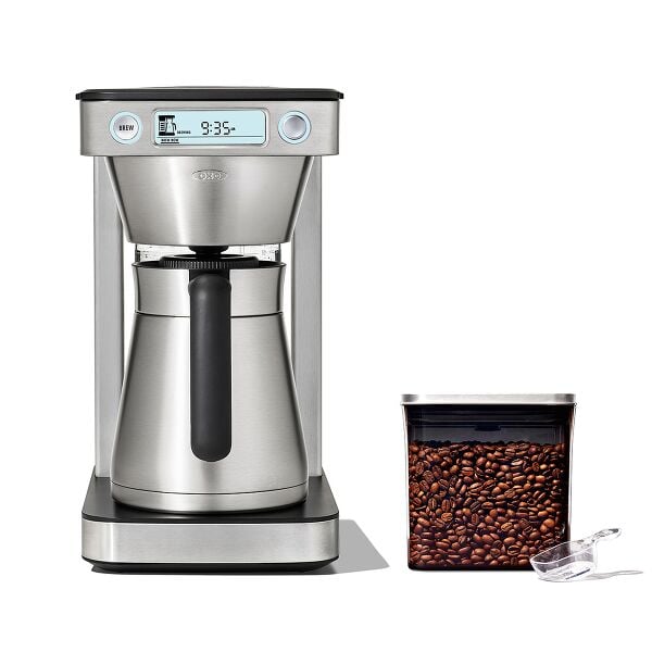 12-Cup Coffee Maker with Podless Single-Serve Function & Steel Coffee POP Container (1.7 Qt) with Scoop Bundle P4