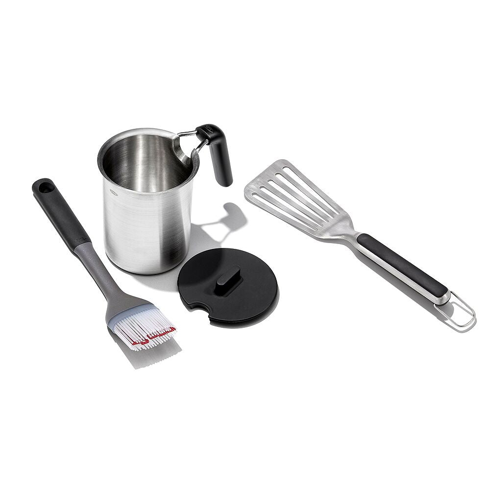 Grilling Basting Pot and Brush Set & Grilling Precision Turner Bundle Q7