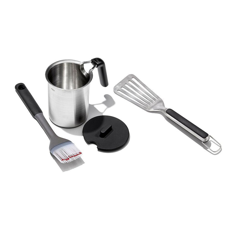 Grilling Basting Pot and Brush Set & Grilling Precision Turner Bundle Q7