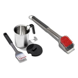 Grilling Basting Pot and Brush Set & Nylon Grill Brush for Cold Cleaning Bundle Q8