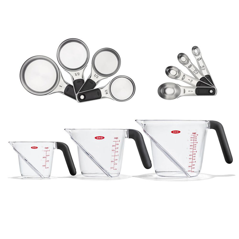 3 Piece Angled Measuring Cup Set & Stainless Steel Measuring Cups and Spoons Set Bundle S1