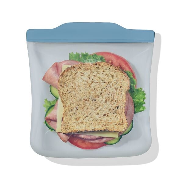 Silicone Reusable Bag  Sandwich (28 oz) - Ocean Blue S3