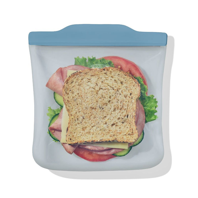 Silicone Reusable Bag  Sandwich (28 oz) - Ocean Blue S3