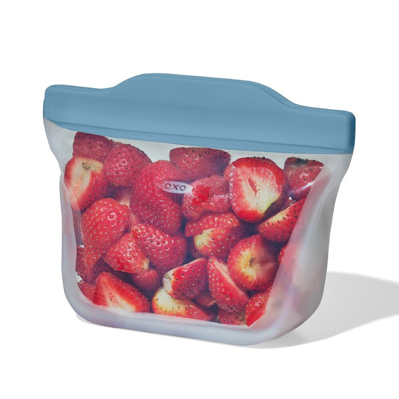 Silicone Reusable Bag  Stand-Up Snack (12 oz) - Ocean Blue P6