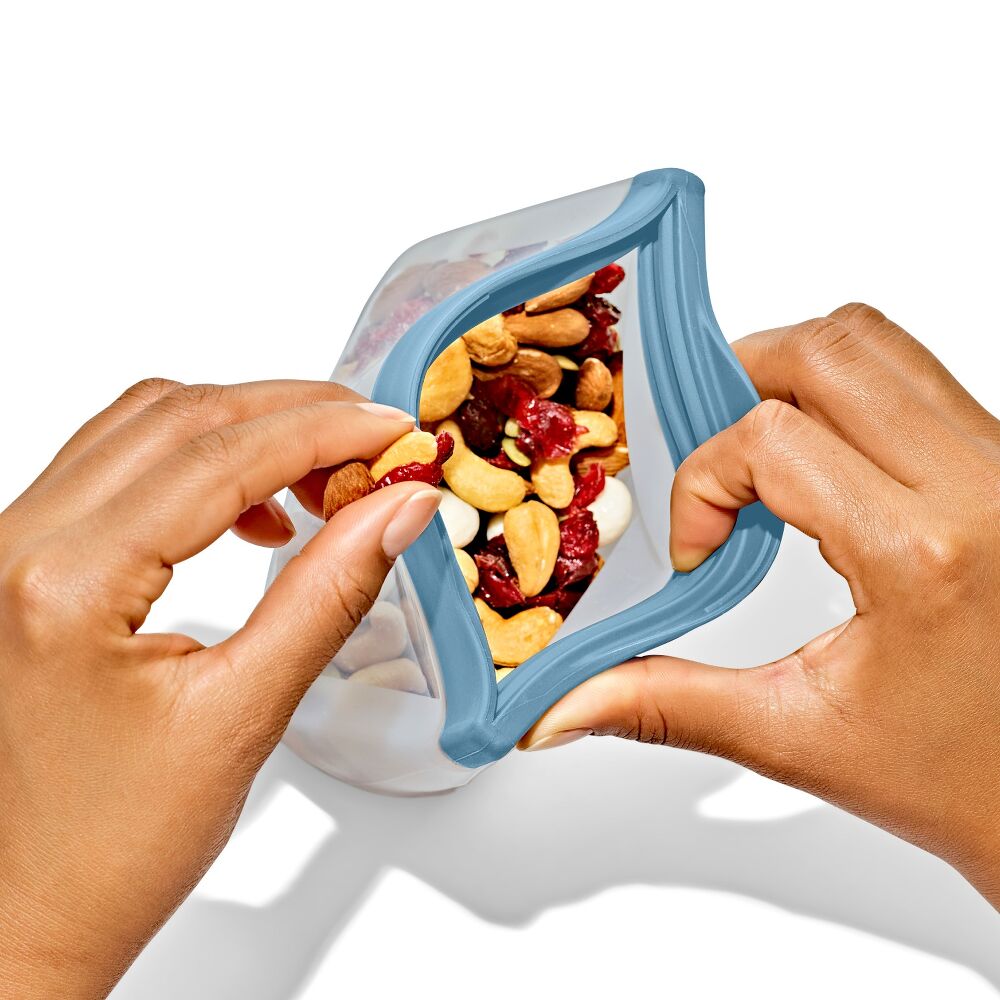 Silicone Reusable Bag  Stand-Up Snack (12 oz) - Ocean Blue P6