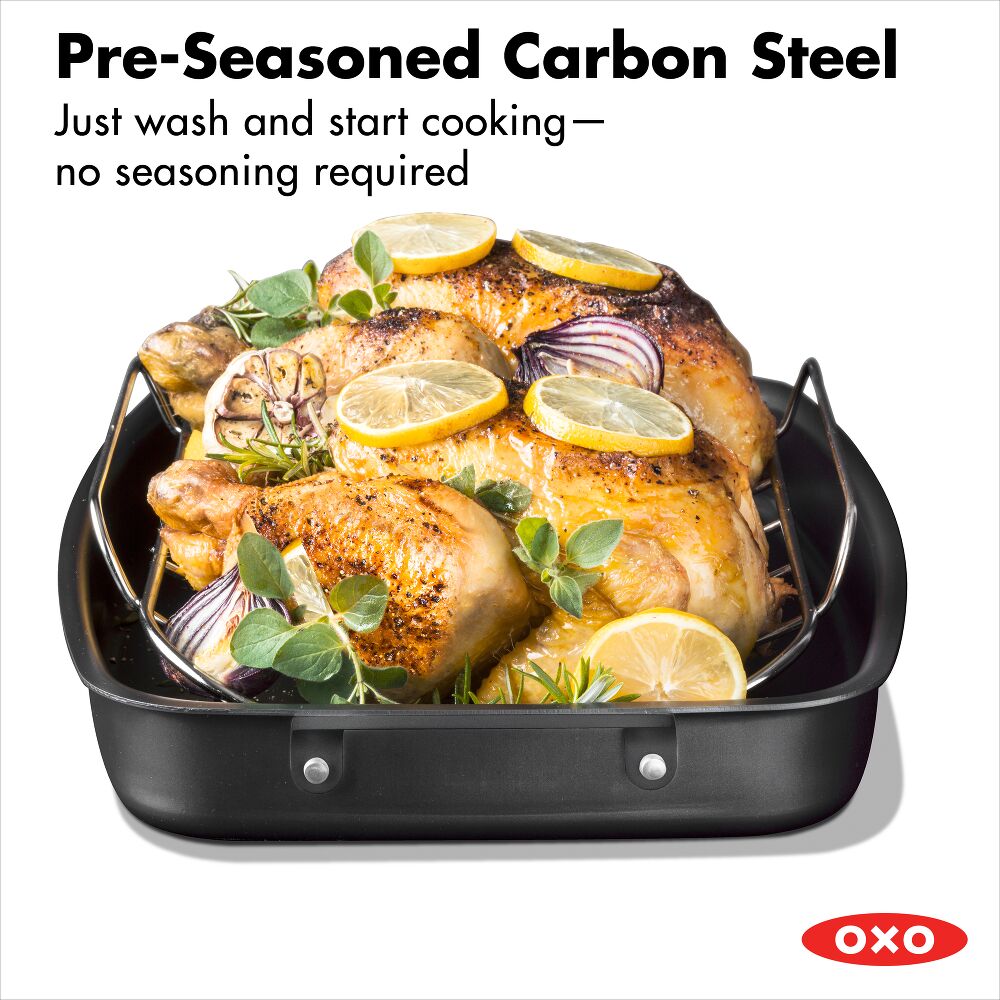 Carbon Steel Obsidian Series Roaster with Rack B7
