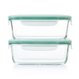 Smart Seal 8 Cup Glass Rectangle Container - Teal A1