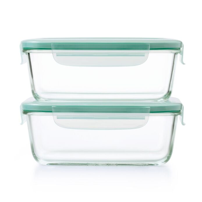 Smart Seal 8 Cup Glass Rectangle Container - Teal A1