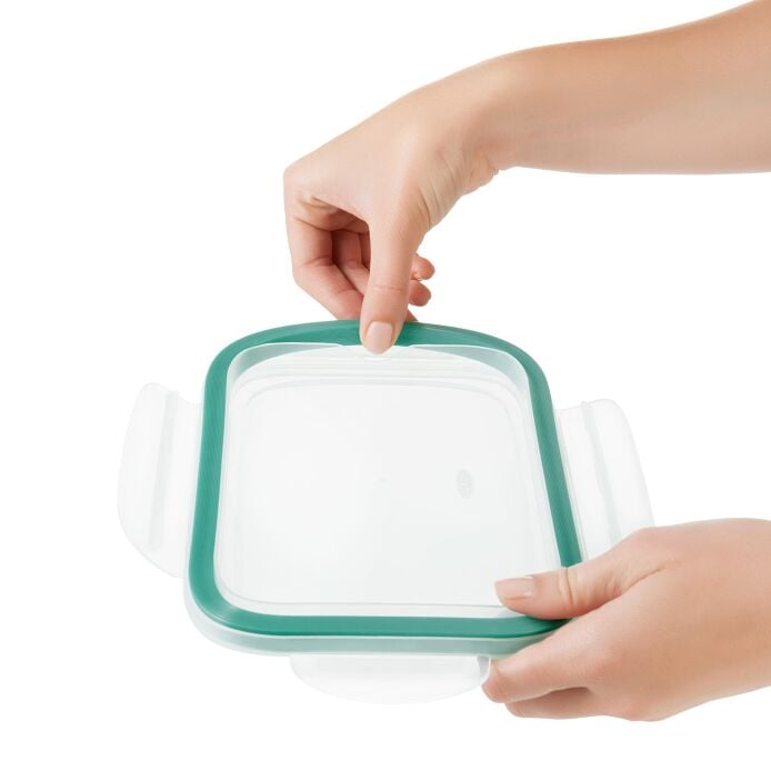 Smart Seal 8 Cup Glass Rectangle Container - Teal A1