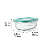 Smart Seal 3.5 Cup Glass Rectangle Container - Teal A5
