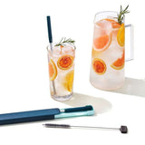 4-Piece Reusable Straw and Brush Set with Case G7