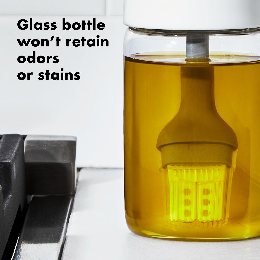 Glass Oil Bottle and Silicone Brush Set R6