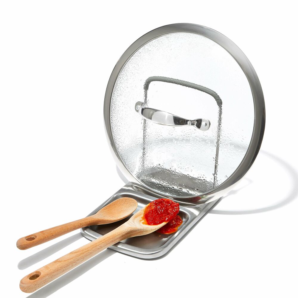 Stainless Steel Spoon Rest with Lid Holder C8