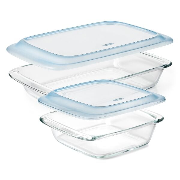 Glass Baking Dish with Lid (2.0 Qt) and Glass Baking Dish with Lid (3.0 Qt) Bundle R9