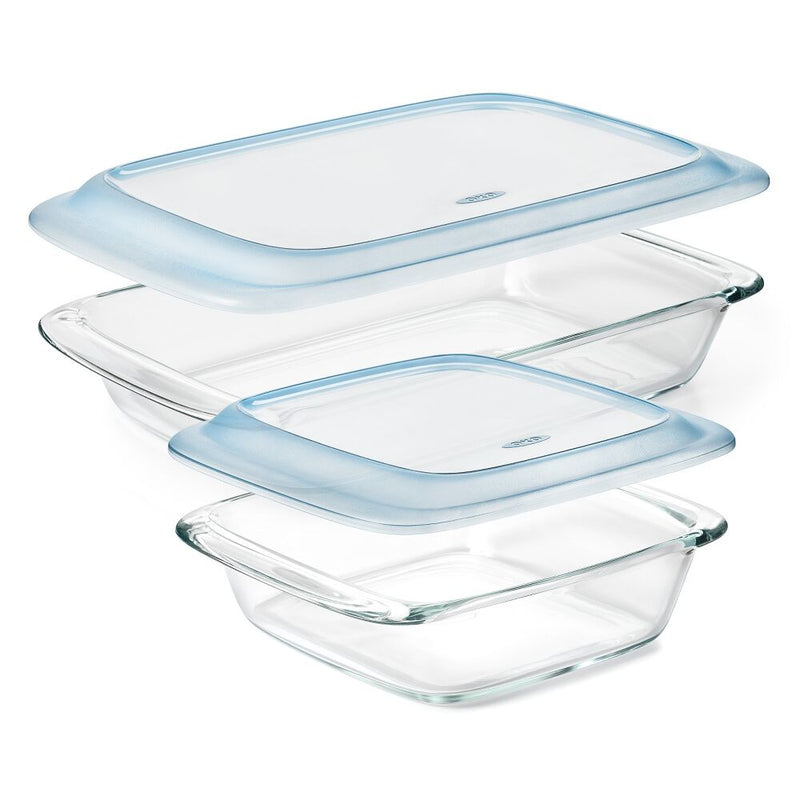 Glass Baking Dish with Lid (2.0 Qt) and Glass Baking Dish with Lid (3.0 Qt) Bundle R9