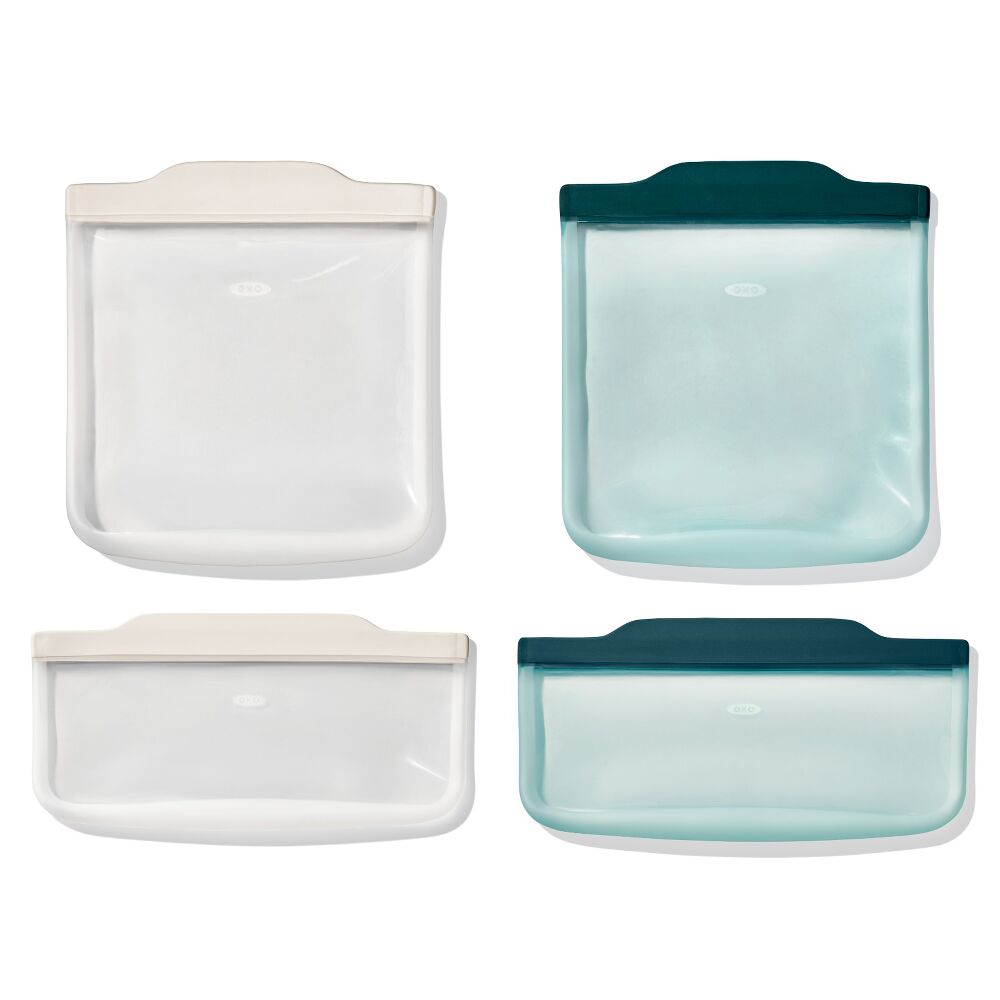 Silicone Reusable Bag -  4 Piece Lunch Set - Oat/Lagoon Z7