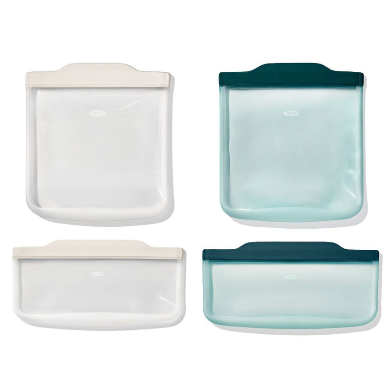 Silicone Reusable Bag -  4 Piece Lunch Set - Oat/Lagoon Z7