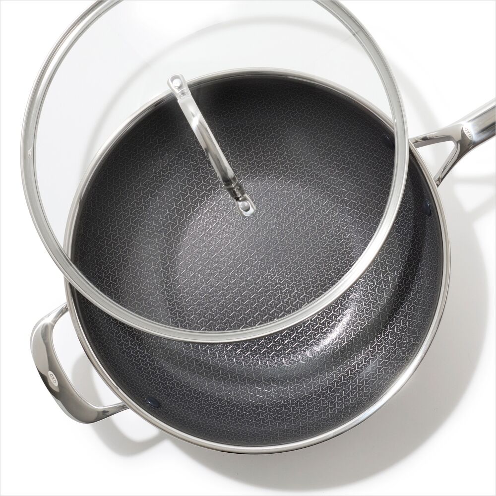 Trident Hybrid Non-Stick Stainless Steel 5 Qt Wok with Lid A7