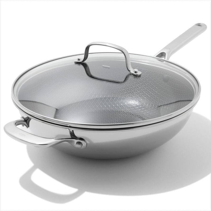 Trident Hybrid Non-Stick Stainless Steel 5 Qt Wok with Lid A7
