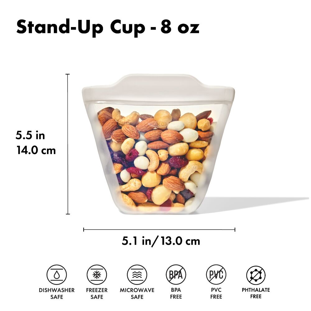 Silicone Reusable Bag - Stand-Up Cup (8 oz) - Oat H4