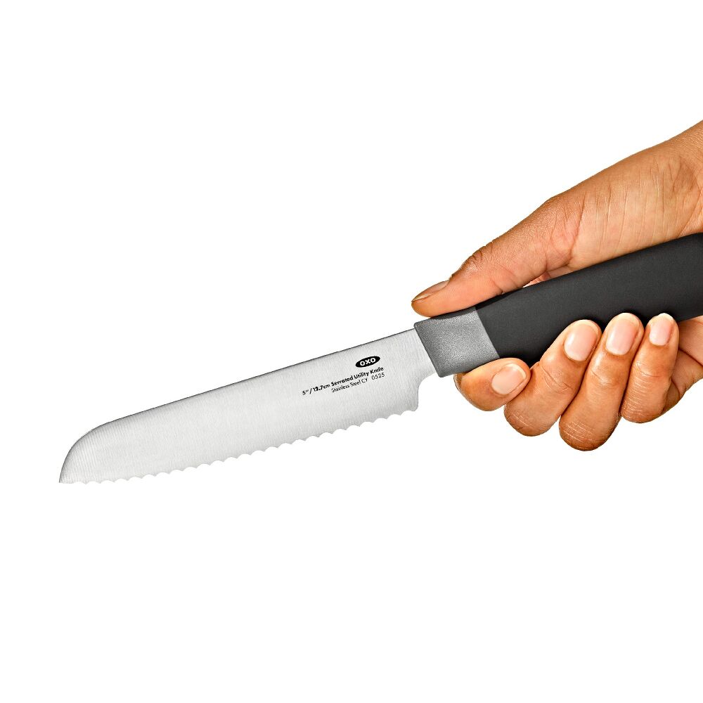5 in Serrated Utility Knife with Locking Sheath A1