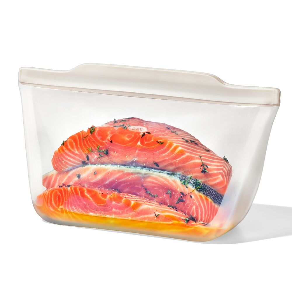 Silicone Reusable Bag - Stand-Up Half Gallon (64 oz) - Oat Q9