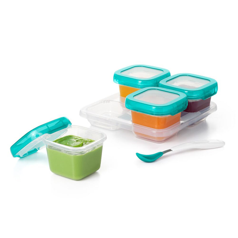 6 oz Baby Blocks™ Plastic Freezer Storage Containers - Tot Teal L4